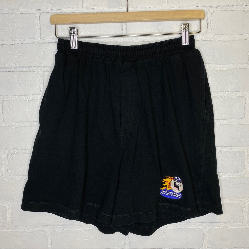 Mens Black Taz Tazmanian Devil Ice Demons Cotton Athletic Shorts Black Medium
